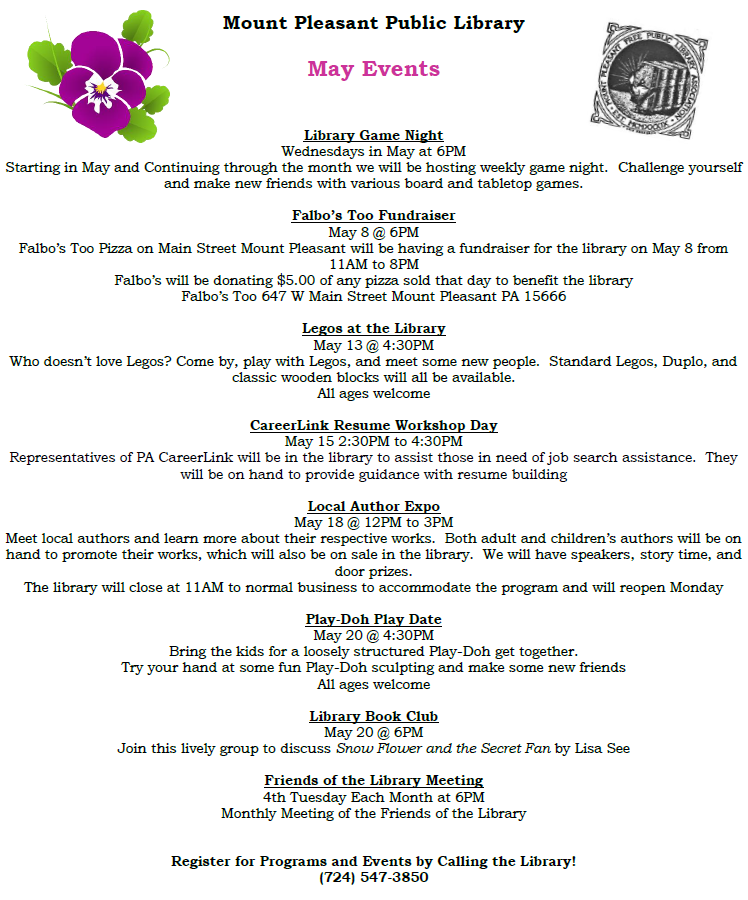 Mount Pleasant Public Library 120 S. Church St., Mount Pleasant, PA