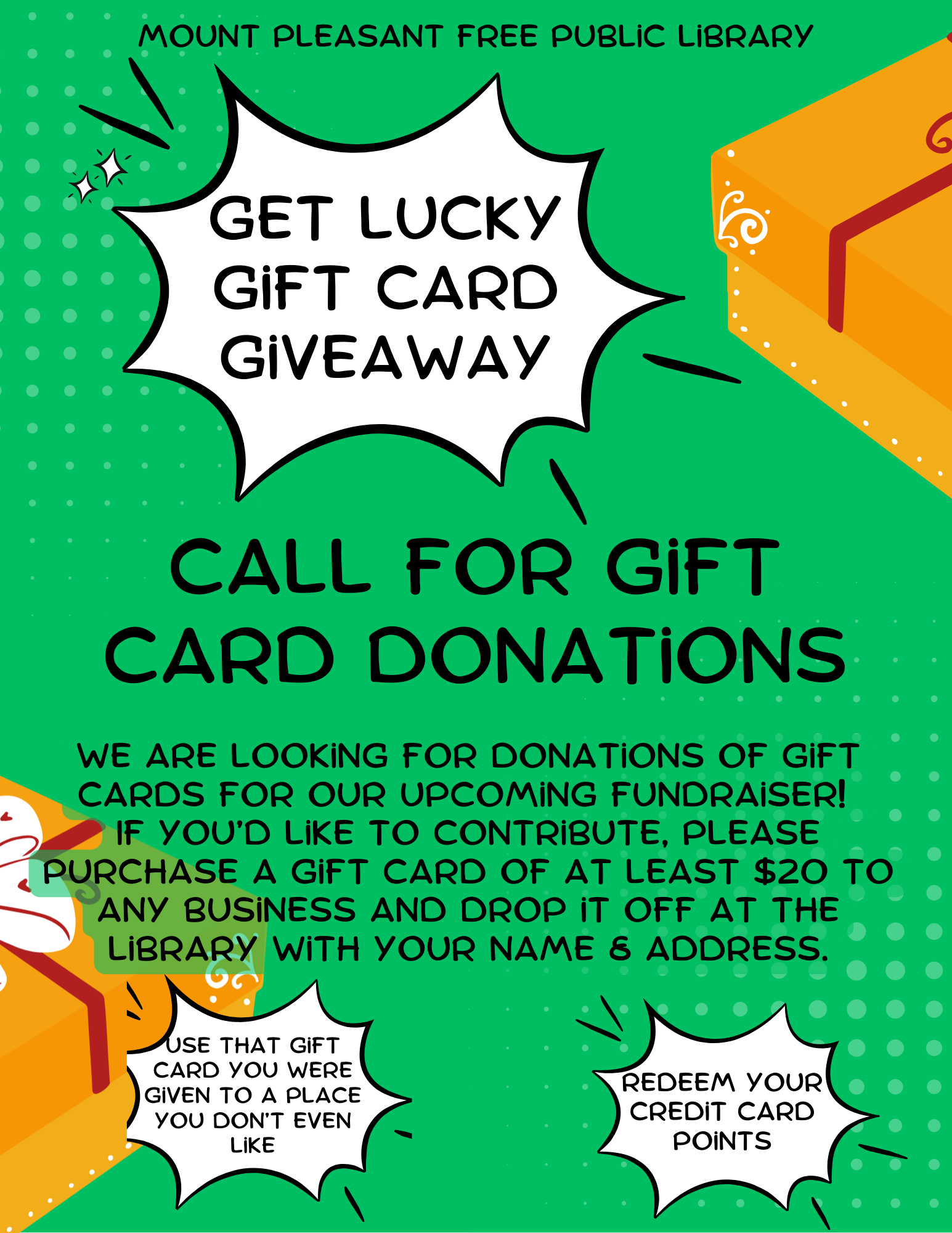 call for gift card donations